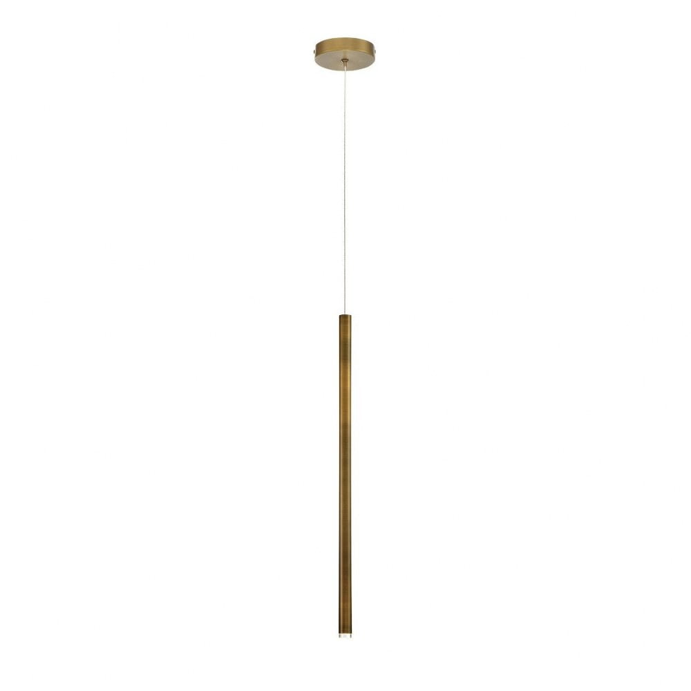 Navada Antique Brass Gold LED Pendant Light - 24" Height