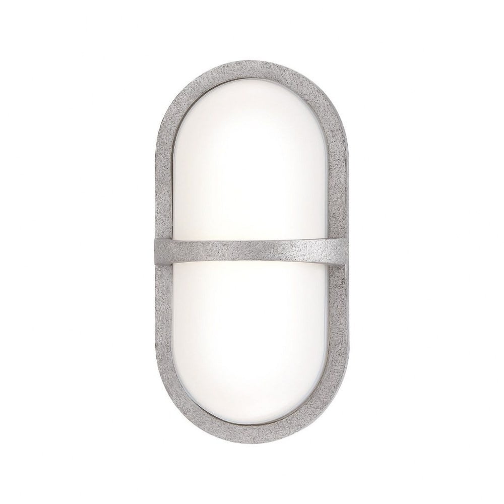 Textured Silver and White Glass LED Outdoor Wall Sconce