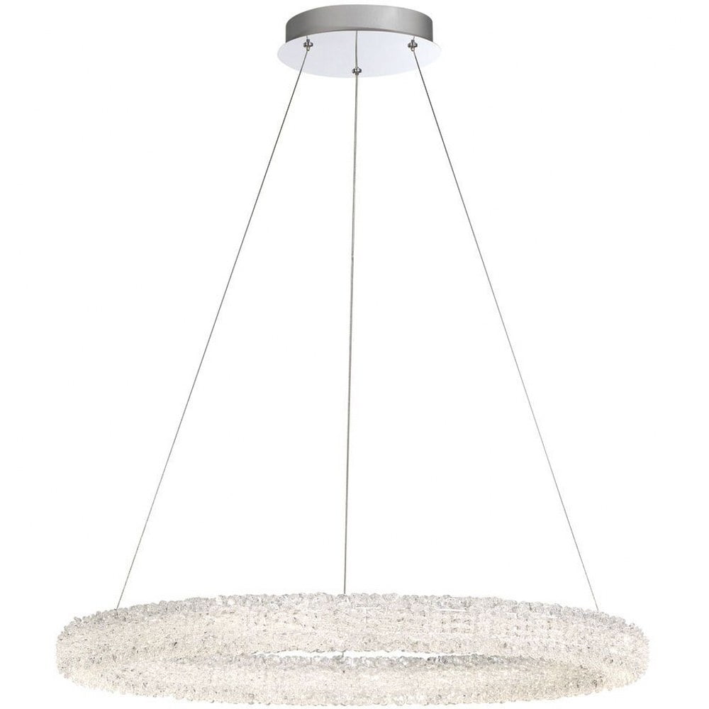 Elegant Chrome LED Chandelier with Crystal Accents - 27" Wide