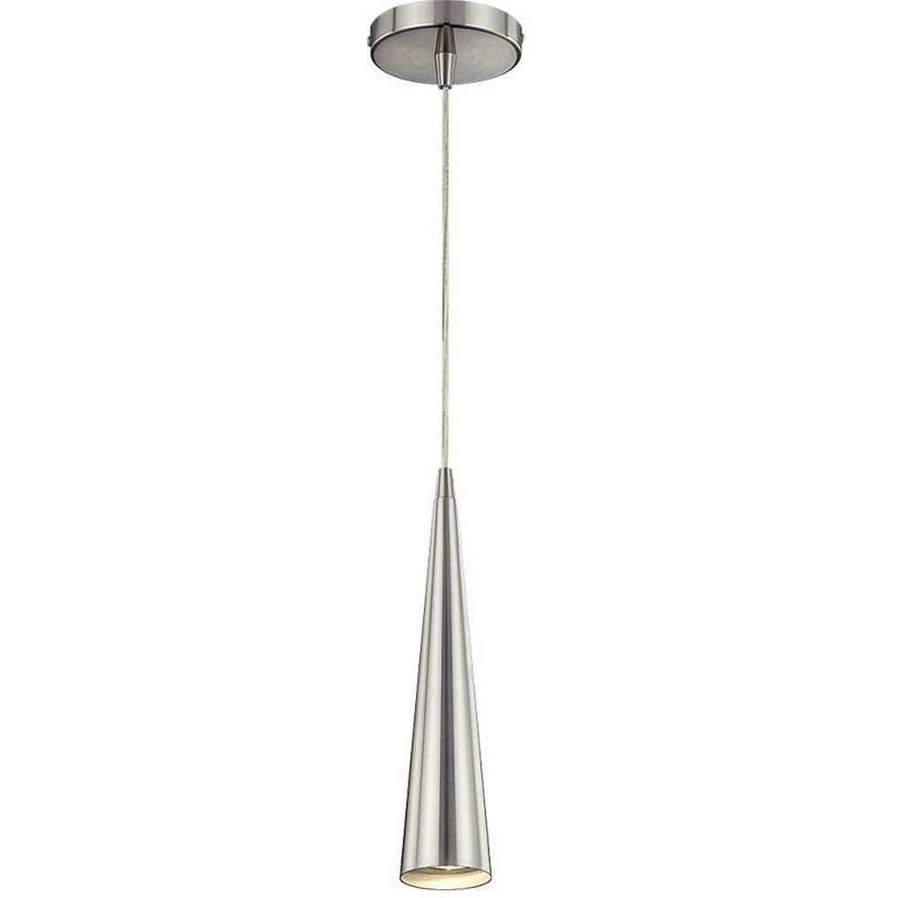 Sleek Satin Nickel 12" Mini Pendant Light with Cone Design