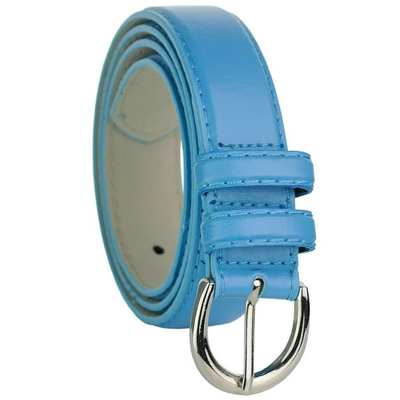 Eurofashion Women's Basic Genuine Bonded Leather Dressy Belt, Aqua, Large