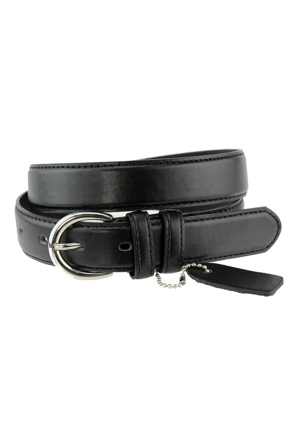 Eurofashion Women's Basic Genuine Bonded Leather Dressy Belt, Black, Large