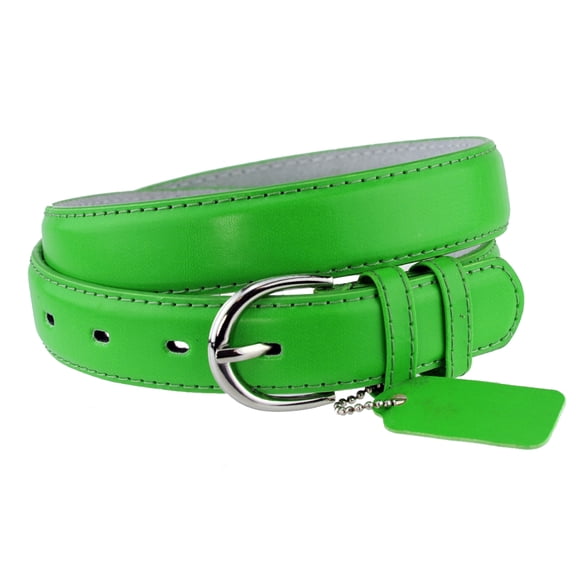 Eurofashion Women's Basic Genuine Bonded Leather Dressy Belt, Kelly Green, Medium