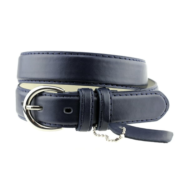 Eurofashion Women's Basic Genuine Bonded Leather Dressy Belt, Navy, Medium