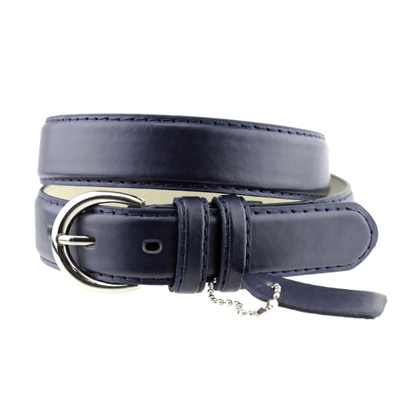 Eurofashion Women's Basic Genuine Bonded Leather Dressy Belt, Navy, Small