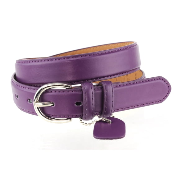 Eurofashion Women's Basic Genuine Bonded Leather Dressy Belt, Purple, Large
