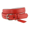 thumbnail image 1 of Eurofashion Women's Basic Genuine Bonded Leather Dressy Belt, Red, Large, 1 of 1