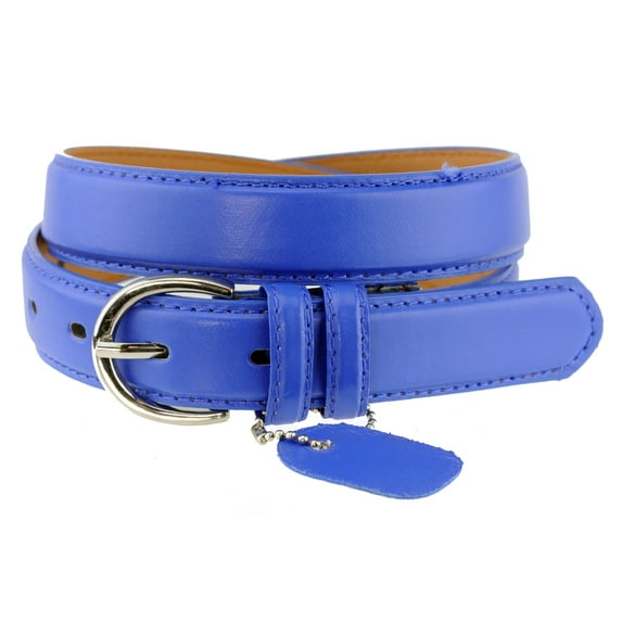 Eurofashion Women's Basic Genuine Bonded Leather Dressy Belt, Royal Blue, Medium