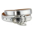 thumbnail image 1 of Eurofashion Women's Basic Genuine Bonded Leather Dressy Belt, Silver, X-Large, 1 of 1