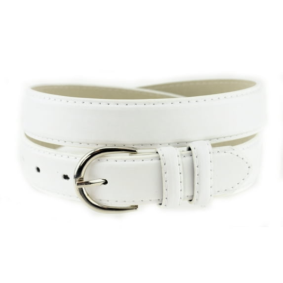 Eurofashion Women's Basic Genuine Bonded Leather Dressy Belt, White, 3X-Large