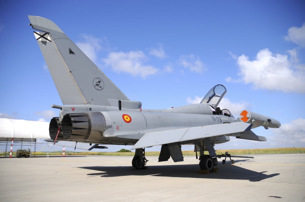 Eurofighter EF2000 Typhoon of the Spanish Air Force Canvas Art - Riccardo NiccoliStocktrek Images (17 x 12)