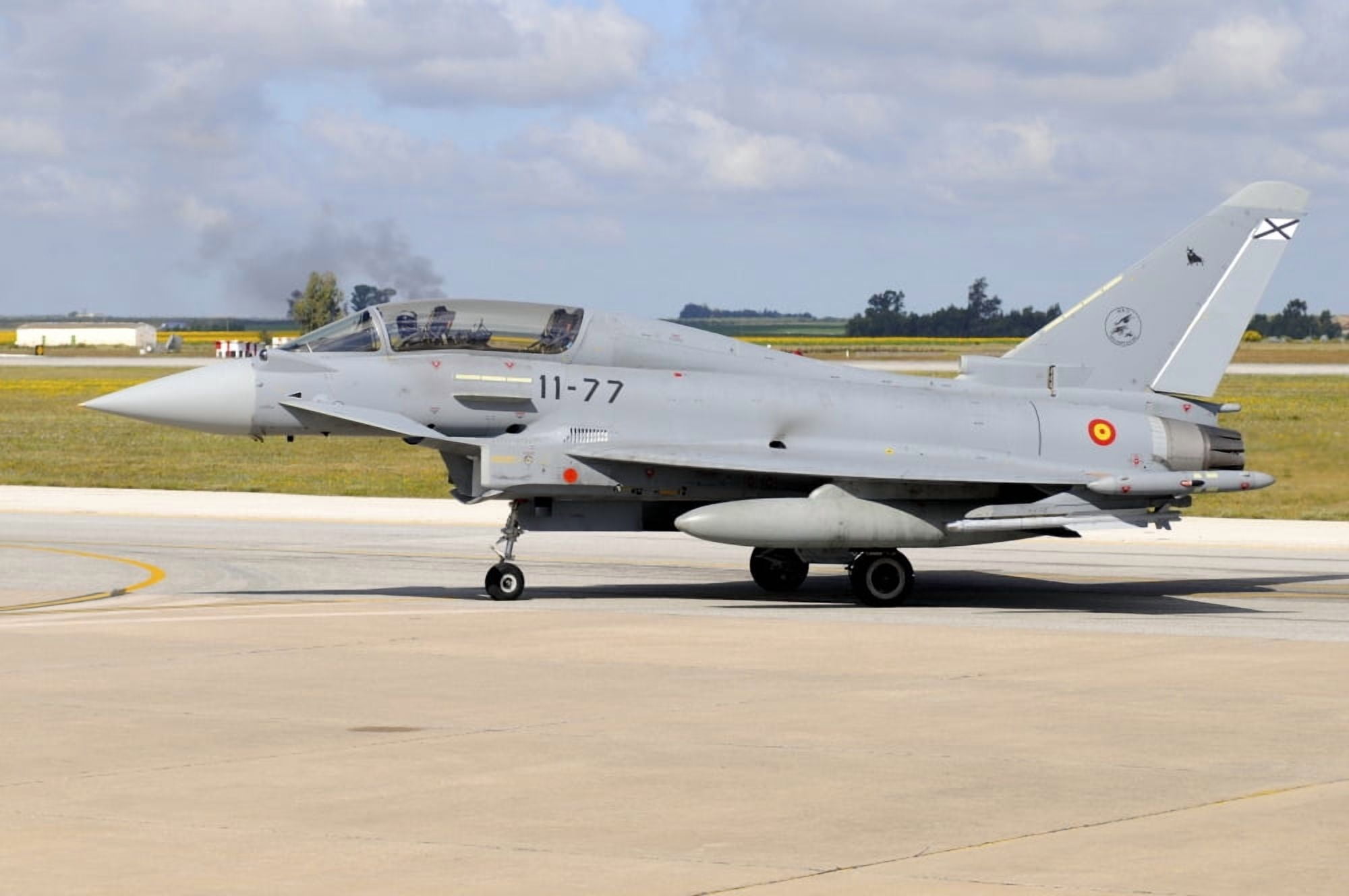 Eurofighter EF2000 Typhoon of the Spanish Air Force Canvas Art - Riccardo NiccoliStocktrek Images (34 x 23)