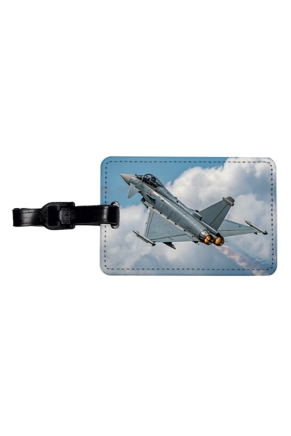 Eurofighter Typhoon Fighter Jet Plane Faux Leather Travel Luggage Tag