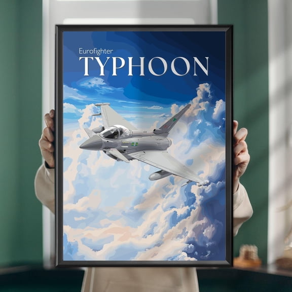 Eurofighter Typhoon Jet Poster Modern Military Aircraft Art RAF Fighter Jet Aviation Wall Decor, Poster Only