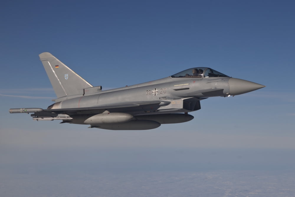 Eurofighter Typhoon of the German Air Force Canvas Art - Timm ZiegenthalerStocktrek Images (18 x 12)