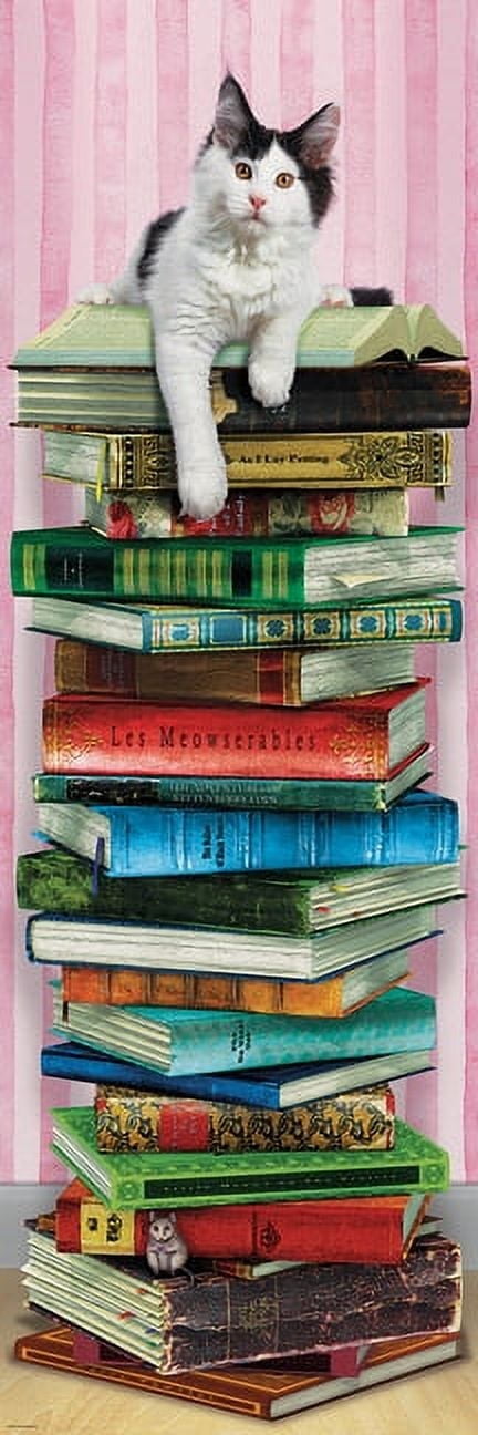 EuroGraphics Academic Cat 1000-Piece Panoramic Jigsaw Puzzle – Whimsical Cat & Books Scene