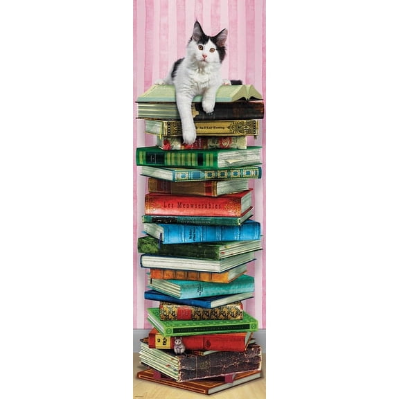 EuroGraphics Academic Cat 1000-Piece Panoramic Jigsaw Puzzle  Whimsical Cat & Books Scene