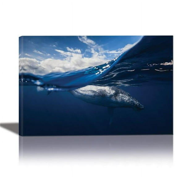 Eurographics Canvas Wall Art: Humpback Whale and the Sky Painting Artwork for Home Decor Framed 24x36 inches
