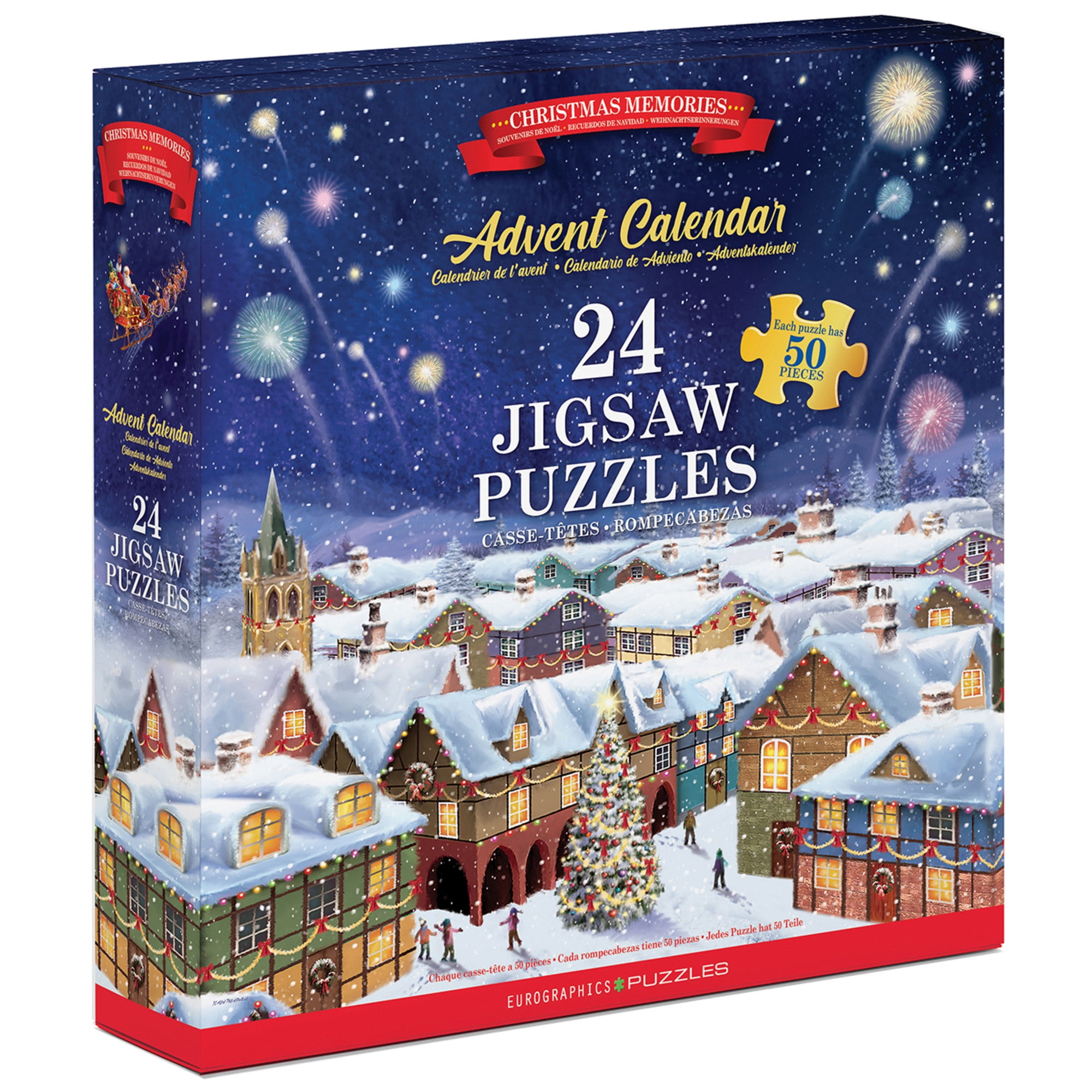 Eurographics: Puzzle Advent Calendar: Christmas Memories - 24 Daily Unique Individual Jigsaws, 5 x 5" 50pc Each, 1200pcs Total, Holiday Countdown Gift