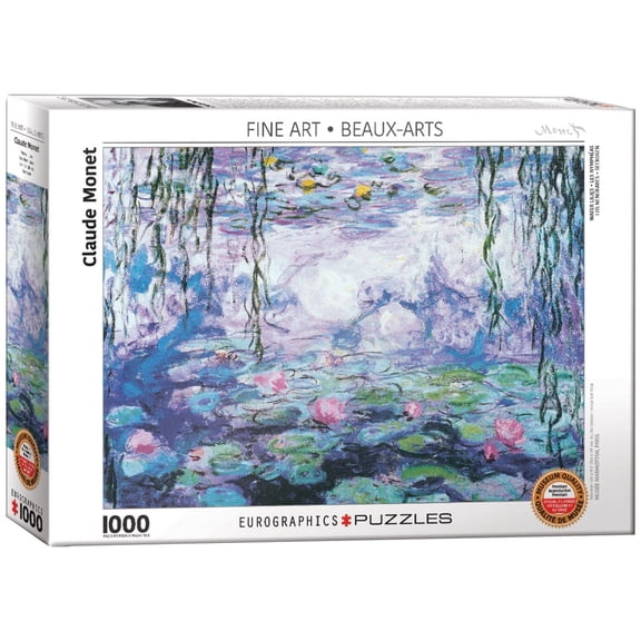 Eurographics: Waterlilies - 1000 Piece Puzzle, Claude Monet Impressionist Masterpiece, Adults & Art Lovers Jigsaw, Fine Art Collection, 19.25 x 26.5"
