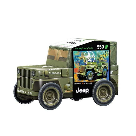 Eurographics Inc The Jeep Army Truck Collectible Shaped Tin Puzzle: 550 Pcs