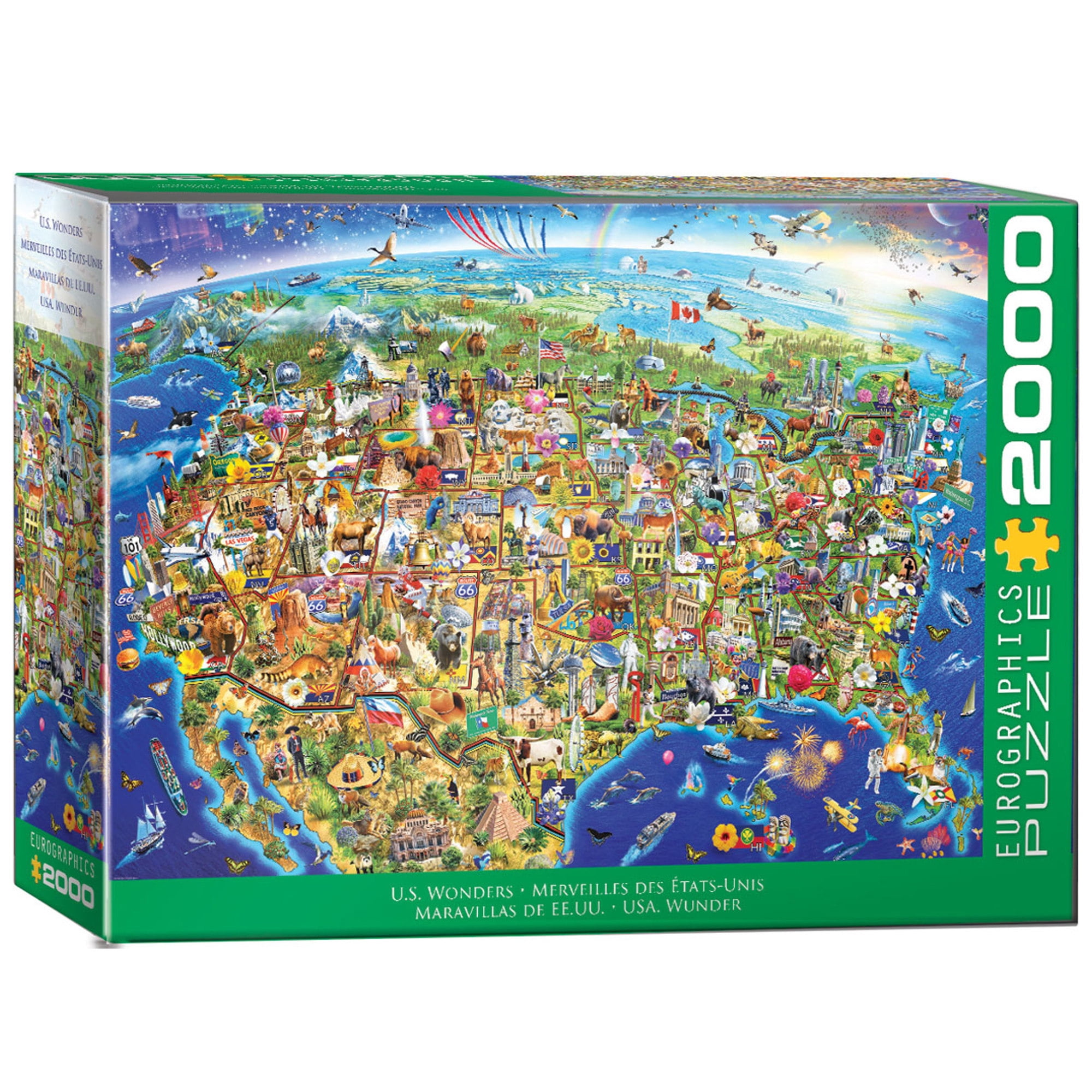 Eurographics: US Wonders - 2000 Piece Puzzle, Colorful Illustrated USA ...