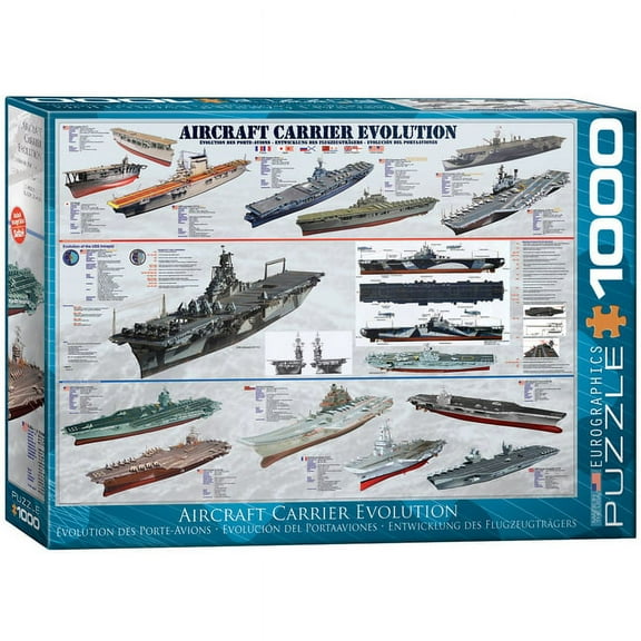 Eurographicspuzzles Transportation & Aviation - Aircraft Carrier Evolution - Jigsaw Puzzle - 1000 Pieces