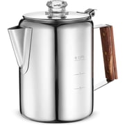Eurolux Stainless Steel Percolator Coffee Maker, 9 Cups, Stovetop, for Home, Camping and Travel