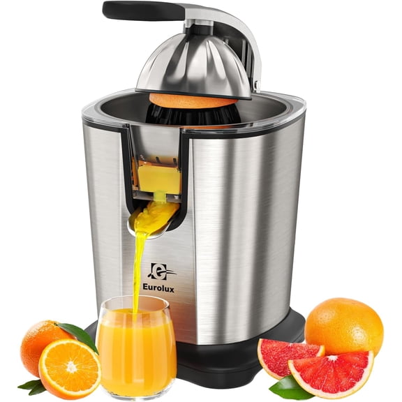 Eurolux Stainless Steel Citrus Juicer 300-Watt Electric Juicer with Soft Grip and Pulp Control