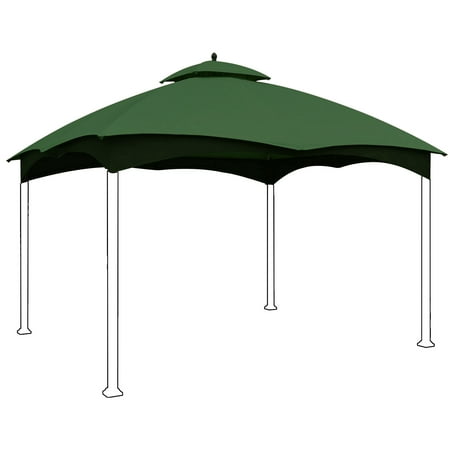 Eurmax 10x12 Gazebo Replacement Canopy 2 Tier Replacement Canopy,Forest Green