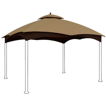 Eurmax 10x12 Gazebo Replacement Canopy 2 Tier Replacement Canopy,Khaki