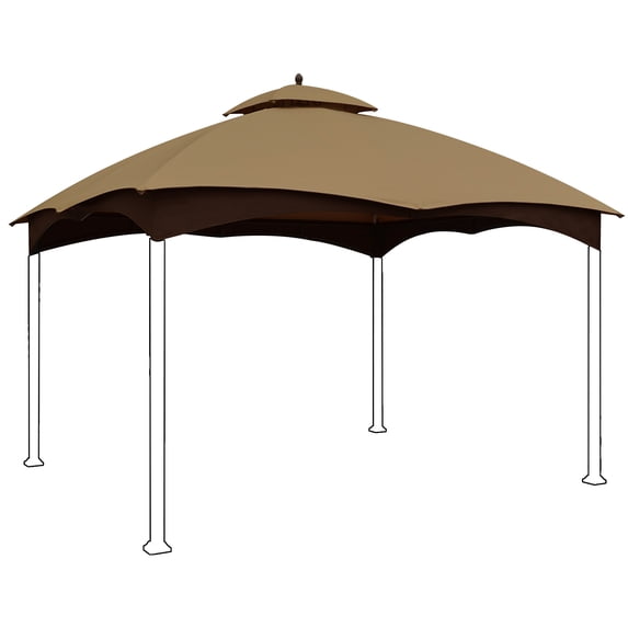 Eurmax 10x12 Gazebo Replacement Canopy 2 Tier Replacement Canopy,Khaki