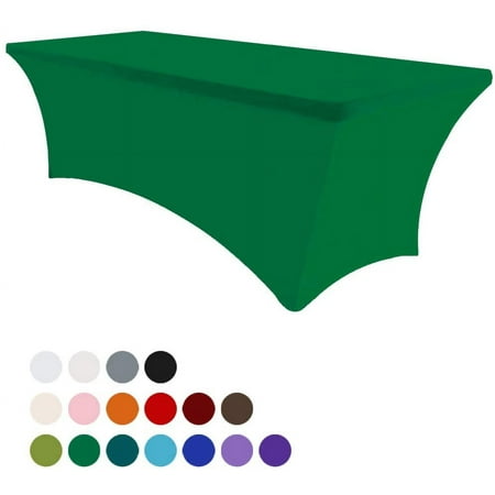 Eurmax 4Ft Rectangular Fitted Spandex Tablecloths Table Covers(Emerald Green)