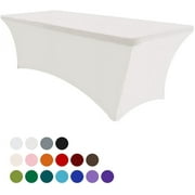 Eurmax 4Ft Rectangular Fitted Spandex Tablecloths Table Covers(Ivory)