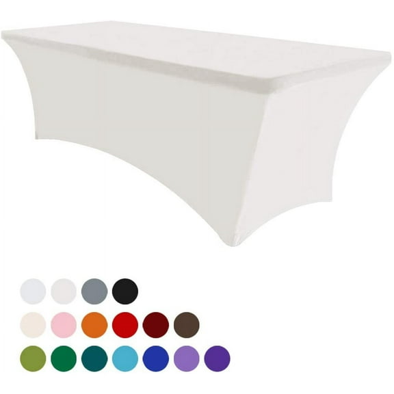 Eurmax 4Ft Rectangular Fitted Spandex Tablecloths Table Covers(Ivory)