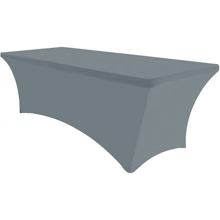 Eurmax 4Ft Rectangular Fitted Spandex Tablecloths Table Covers(Silver Gray)