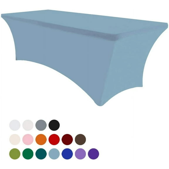 Eurmax 4Ft Rectangular Fitted Spandex Tablecloths Table Covers(Sky Blue)