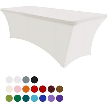 Eurmax 5Ft Rectangular Fitted Spandex Tablecloths Table Covers (Ivory)