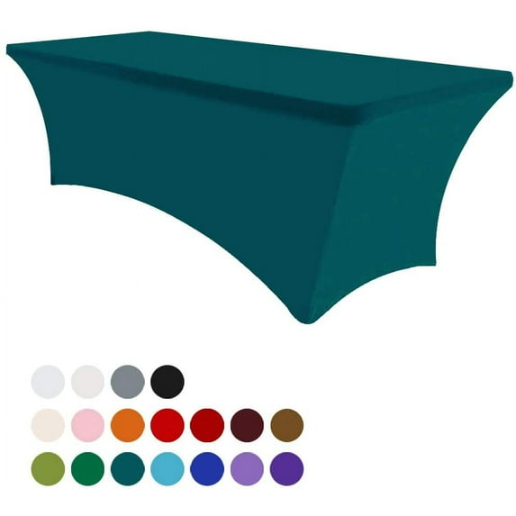 Eurmax 5Ft Rectangular Fitted Spandex Tablecloths Table Covers (Jade Green)