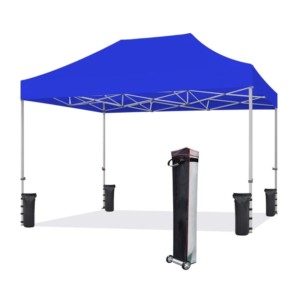 Eurmax USA 8x12 Ez Pop up Canopy Tent Blue Commercial Tent（60LBS,8x12FT）