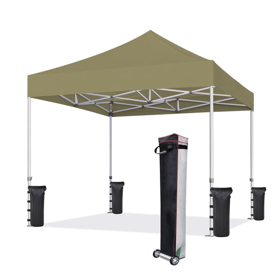 Euromax 8' x 8' Tan Outdoor Canopy, Durable UV Blocking Fabric