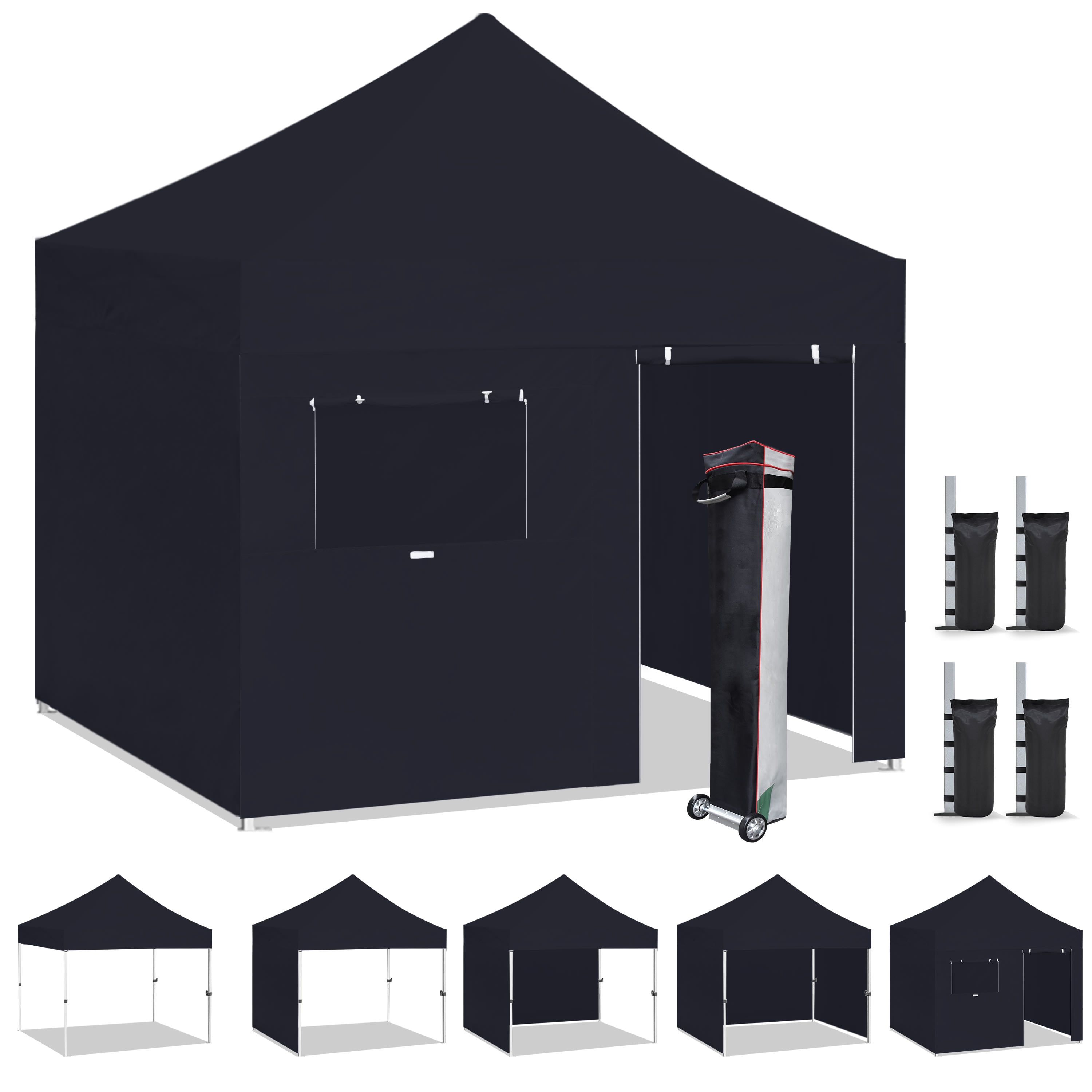 Euromax Canopy 10' x 10' Black Pop-up and Instant Outdoor Canopy with 4 ...