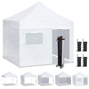 Euromax Canopy 10' x 10' White Pop-up and Instant Outdoor Canopy with 4 Zipper Sidewalls