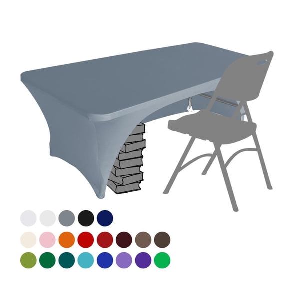 Eurmax USA Spandex Table Cover Fitted 30+ Colors Polyester Tablecloth,4 ft Table Cover Open Back