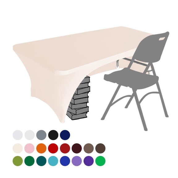 Eurmax USA Spandex Table Cover Fitted 30+ Colors Polyester Tablecloth,4 ft Table Cover Open Back