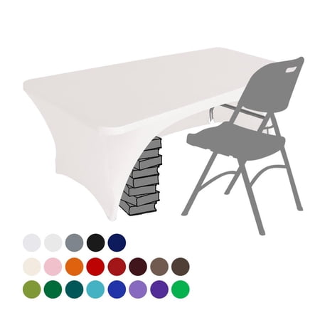 Eurmax USA Spandex Table Cover Fitted 30+ Colors Polyester Tablecloth,4 ft Table Cover Open Back