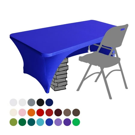 Eurmax USA Spandex Table Cover Fitted 30+ Colors Polyester Tablecloth,4 ft Table Cover Open Back
