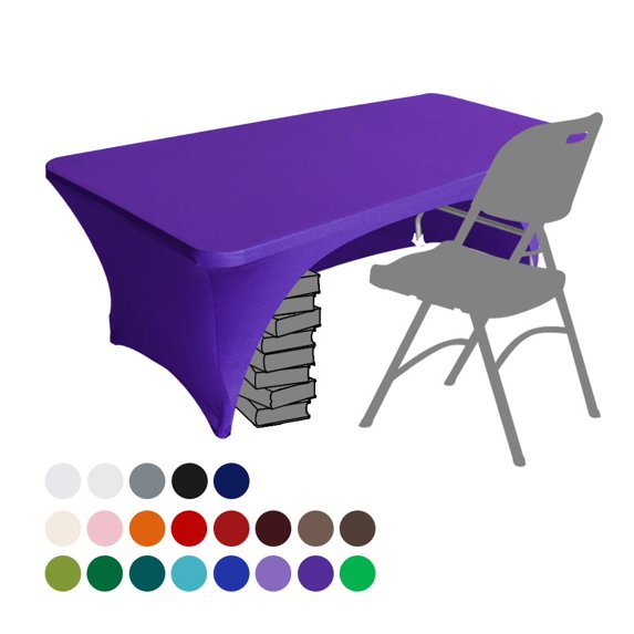 Eurmax USA Spandex Table Cover Fitted 30+ Colors Polyester Tablecloth,6 ft Table Cover Open Back