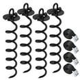 thumbnail image 1 of Euromax USA Tie Down Stakes 4-Pc Spiral tie down anchor kit Bonus Straps,Black, 1 of 5