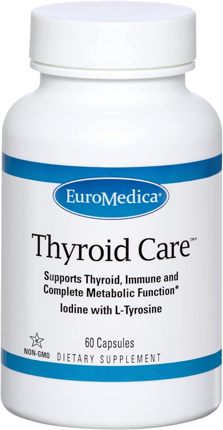 Euromedica Thyroid Care - 60 Capsules - Iodine & L Tyrosine Supplement - Support Thyroid & Immune Health, Support Energy Levels, Promote Healthy Metabolism - 30 Servings